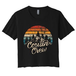 Cousin Crew Camping Outdoor Sunset Summer Camp Women's Crop Top Tee