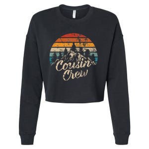 Cousin Crew Camping Outdoor Sunset Summer Camp Cropped Pullover Crew