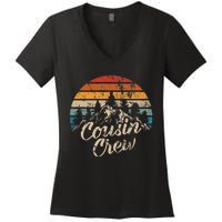 Cousin Crew Camping Outdoor Sunset Summer Camp Women's V-Neck T-Shirt