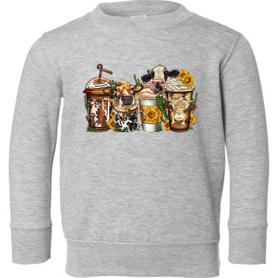 Cows Coffee Cups Western Vintage Sunflower Country Farm Toddler Sweatshirt