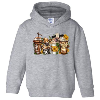 Cows Coffee Cups Western Vintage Sunflower Country Farm Toddler Hoodie