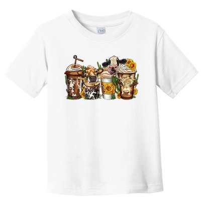 Cows Coffee Cups Western Vintage Sunflower Country Farm Toddler T-Shirt