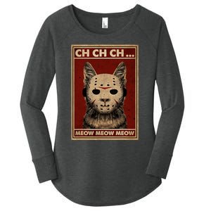 Ch Ch Ch Meow Meow Scary Halloween Cat Horror Slasher Movie Women's Perfect Tri Tunic Long Sleeve Shirt