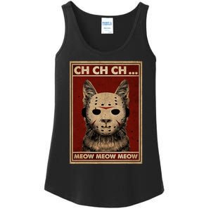 Ch Ch Ch Meow Meow Scary Halloween Cat Horror Slasher Movie Ladies Essential Tank