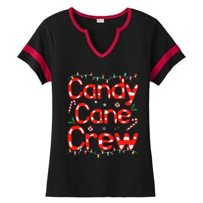 Candy Cane Crew Funny Christmas Candy Cane Lover Xmas Pajama Ladies Halftime Notch Neck Tee