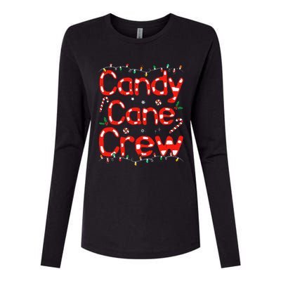 Candy Cane Crew Funny Christmas Candy Cane Lover Xmas Pajama Womens Cotton Relaxed Long Sleeve T-Shirt