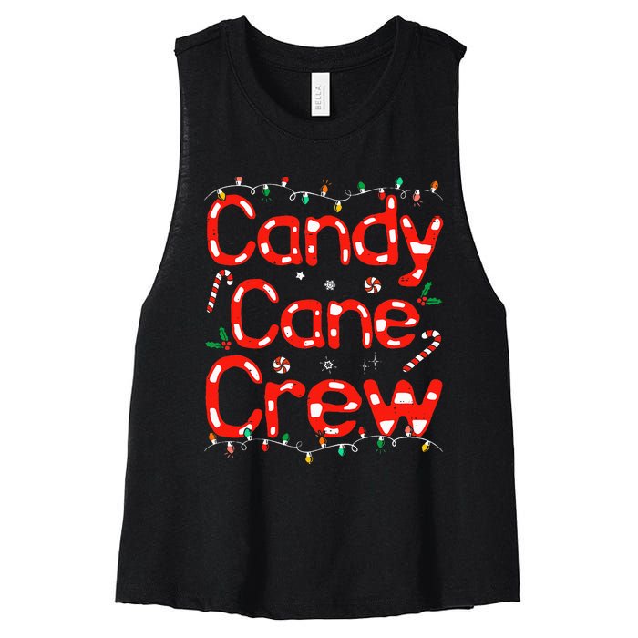 Candy Cane Crew Funny Christmas Candy Cane Lover Xmas Pajama Women's Racerback Cropped Tank