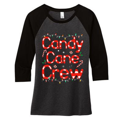 Candy Cane Crew Funny Christmas Candy Cane Lover Xmas Pajama Women's Tri-Blend 3/4-Sleeve Raglan Shirt