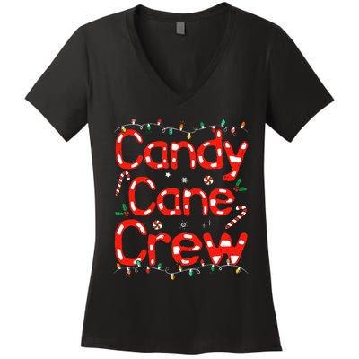 Candy Cane Crew Funny Christmas Candy Cane Lover Xmas Pajama Women's V-Neck T-Shirt