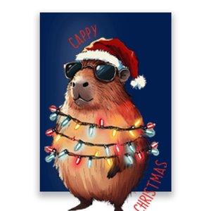 Cute Capybara Christmas Lights With Sunglass Animal Lover Poster