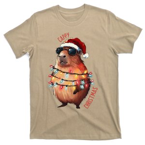 Cute Capybara Christmas Lights With Sunglass Animal Lover T-Shirt