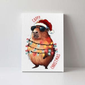 Cute Capybara Christmas Lights With Sunglass Animal Lover Canvas