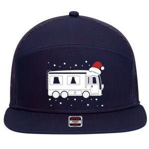 Christmas Caravan Camping Santa Hat Xmas Gift 7 Panel Mesh Trucker Snapback Hat