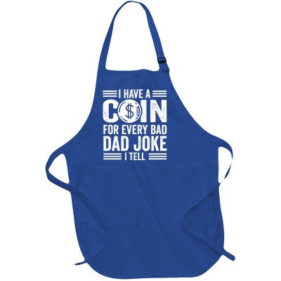 Coin Collector Dad Numismatics Bad Joke Gift Full-Length Apron With Pockets