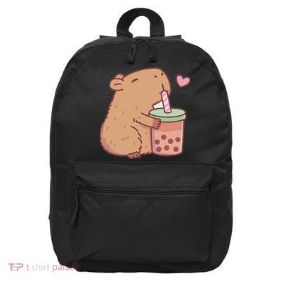 Cute Capybara Drink Boba Tea Capybaras Lover 16 in Basic Backpack