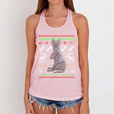 Cane Corso Dog Santa Claus Ugly Christmas Pattern Xgiftmas Gift Women's Knotted Racerback Tank