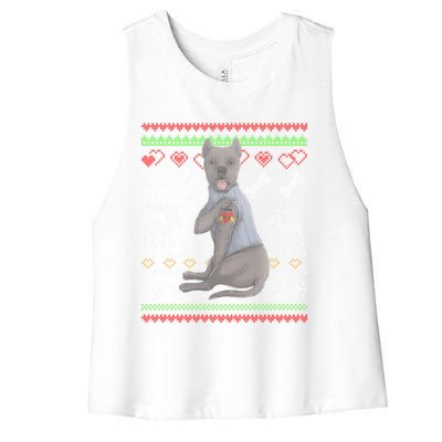 Cane Corso Dog Santa Claus Ugly Christmas Pattern Xgiftmas Gift Women's Racerback Cropped Tank