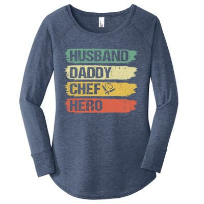 Chef Cook Dad Husband Daddy Hero Retro Fathers Day Meaningful Gift Women's Perfect Tri Tunic Long Sleeve Shirt