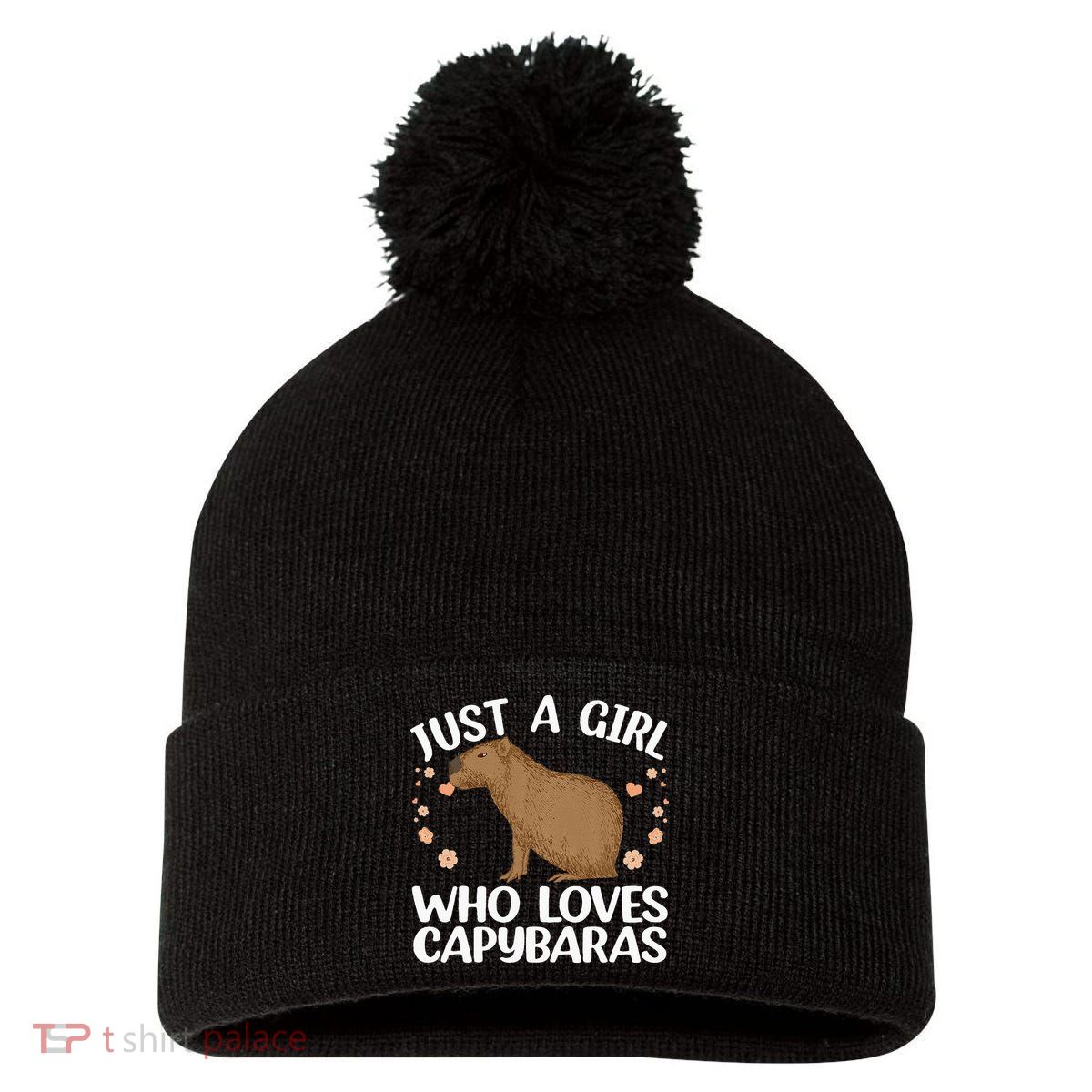 Cool Capybara Design For Women Rodent Animal Capybara Pom Pom 12in Knit Beanie