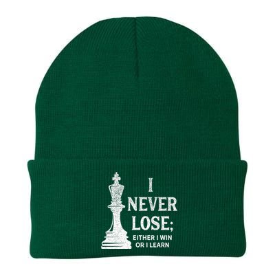 Classic Chess Design I Never Lose I Either Win Or Learn Knit Cap Winter Beanie