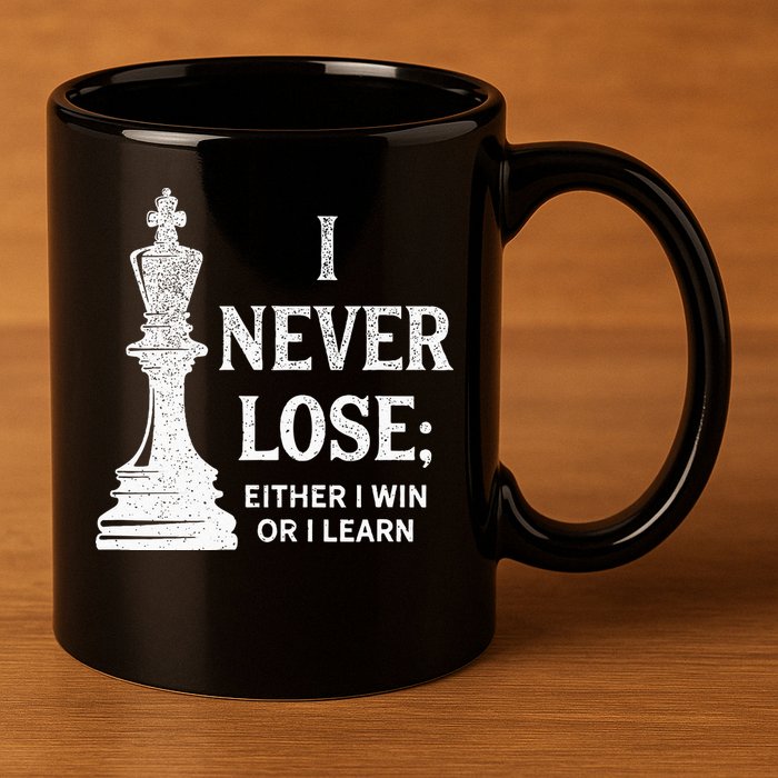 Classic Chess Design I Never Lose I Either Win Or Learn 11oz C Handle Ceramic Mug