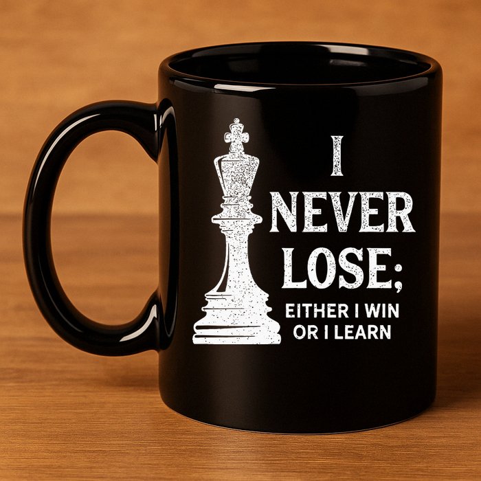 Classic Chess Design I Never Lose I Either Win Or Learn 11oz C Handle Ceramic Mug
