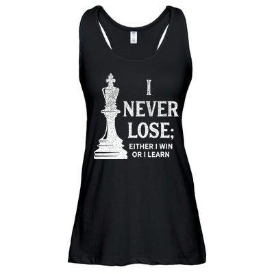 Classic Chess Design I Never Lose I Either Win Or Learn Ladies Essential Flowy Tank