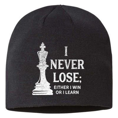 Classic Chess Design I Never Lose I Either Win Or Learn Sustainable Beanie