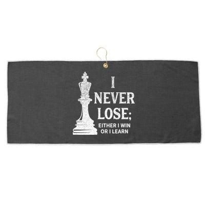 Classic Chess Design I Never Lose I Either Win Or Learn Large Microfiber Waffle Golf Towel