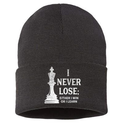 Classic Chess Design I Never Lose I Either Win Or Learn Sustainable Knit Beanie