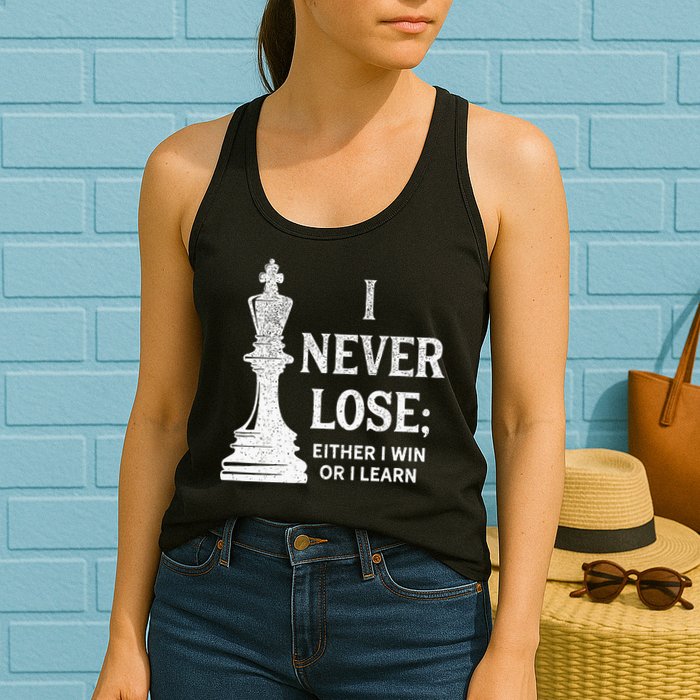 Classic Chess Design I Never Lose I Either Win Or Learn Womens Tank Top