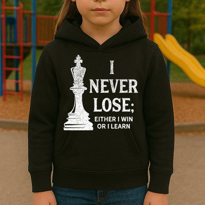 Classic Chess Design I Never Lose I Either Win Or Learn Kids Hoodie