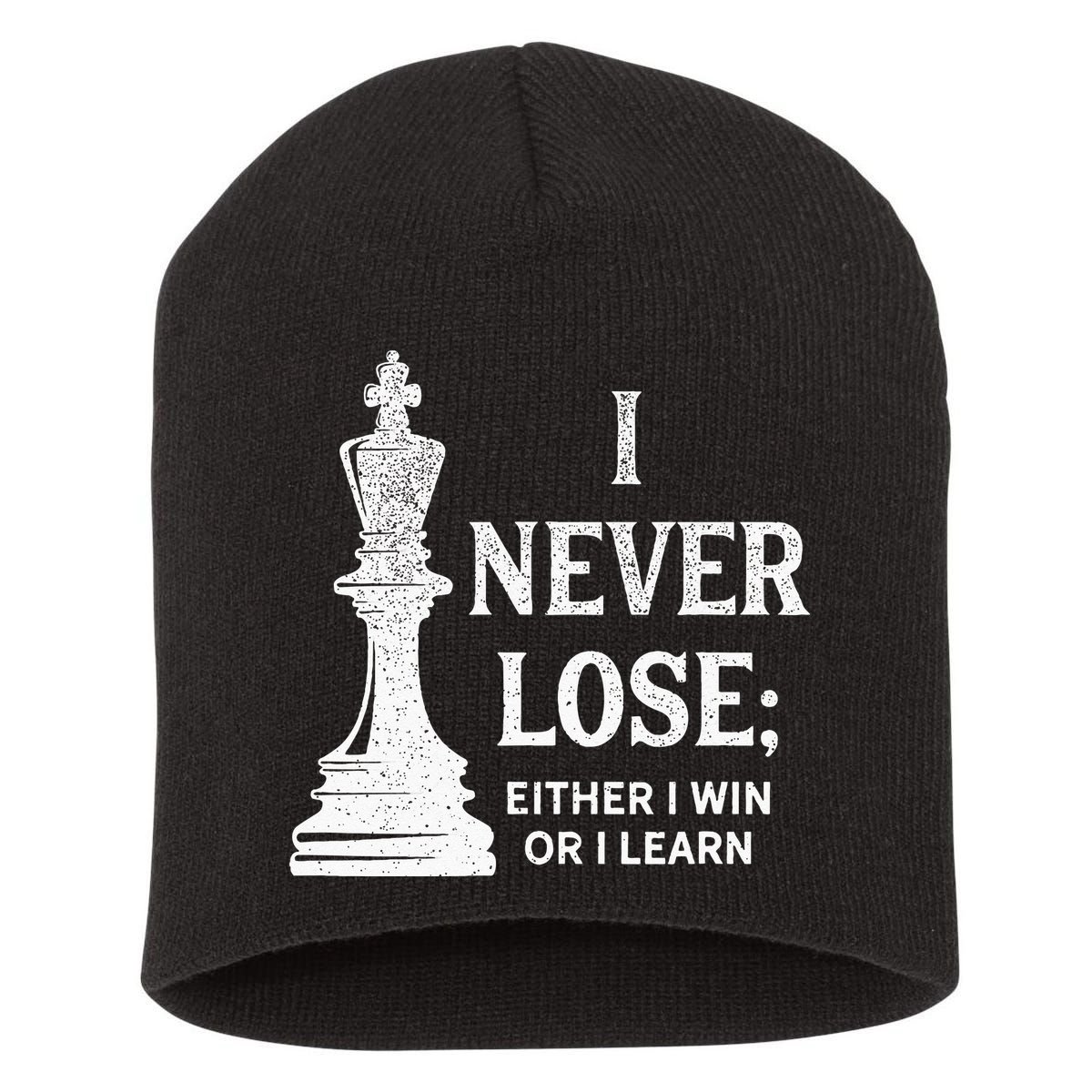 Classic Chess Design I Never Lose I Either Win Or Learn Short Acrylic Beanie