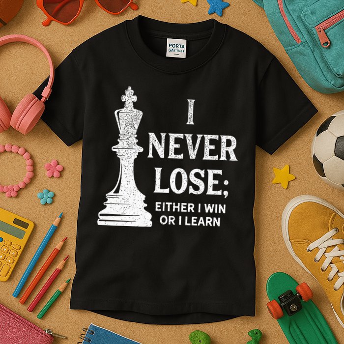 Classic Chess Design I Never Lose I Either Win Or Learn Kids T-Shirt