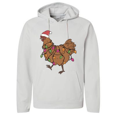 Christmas Chicken Dtf Transfer Ready To Press Direct To Film Hot Or Cold Peel Performance Fleece Hoodie