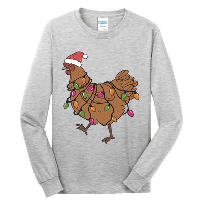 Christmas Chicken Dtf Transfer Ready To Press Direct To Film Hot Or Cold Peel Tall Long Sleeve T-Shirt