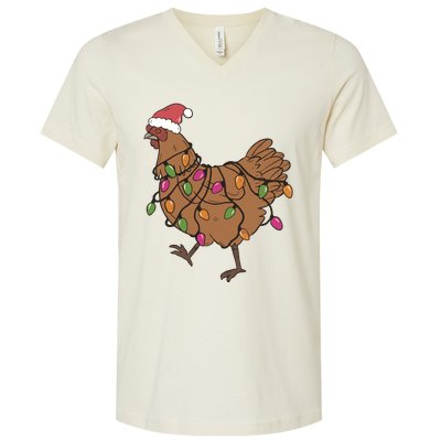 Christmas Chicken Dtf Transfer Ready To Press Direct To Film Hot Or Cold Peel V-Neck T-Shirt