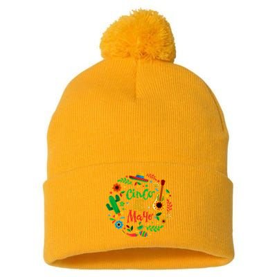 Celebrate Cinco De Mayo Pom Pom 12in Knit Beanie