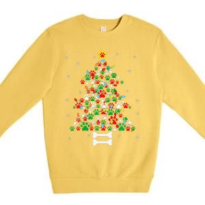 Christmas Cute Dog Paws Xmas Tree Funny Dog Puppy Owner Premium Crewneck Sweatshirt