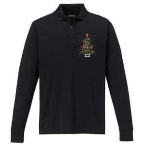 Christmas Cute Dog Paws Xmas Tree Funny Dog Puppy Owner Performance Long Sleeve Polo