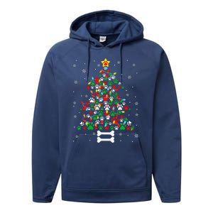 Christmas Cute Dog Paws Xmas Tree Funny Dog Puppy Owner Performance Fleece Hoodie