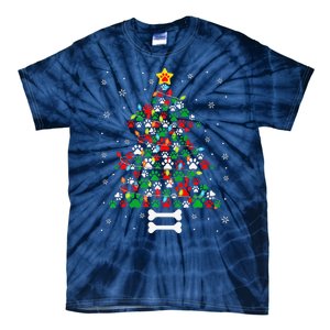 Christmas Cute Dog Paws Xmas Tree Funny Dog Puppy Owner Tie-Dye T-Shirt