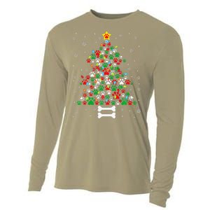 Christmas Cute Dog Paws Xmas Tree Funny Dog Puppy Owner Cooling Performance Long Sleeve Crew