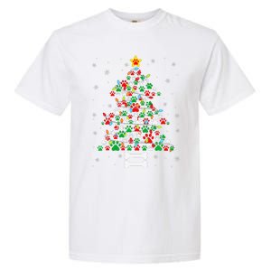 Christmas Cute Dog Paws Xmas Tree Funny Dog Puppy Owner Garment-Dyed Heavyweight T-Shirt