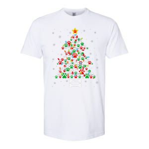 Christmas Cute Dog Paws Xmas Tree Funny Dog Puppy Owner Softstyle CVC T-Shirt