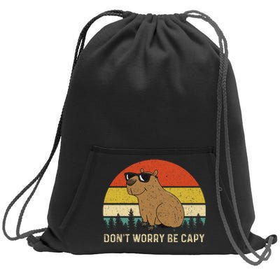 Cool Capybara DonT Worry Be Cappy Vintage Funny Rodent Meme Sweatshirt Cinch Pack Bag