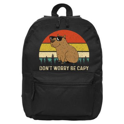 Cool Capybara DonT Worry Be Cappy Vintage Funny Rodent Meme 16 in Basic Backpack