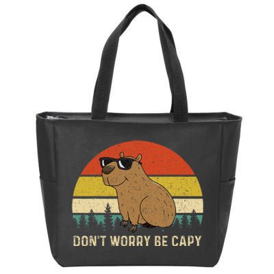 Cool Capybara DonT Worry Be Cappy Vintage Funny Rodent Meme Zip Tote Bag