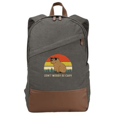 Cool Capybara DonT Worry Be Cappy Vintage Funny Rodent Meme Cotton Canvas Backpack