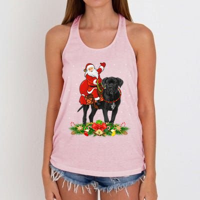 Cane Corso Dog Xmas Funny Santa Riding Cane Corso Christmas Gift Women's Knotted Racerback Tank